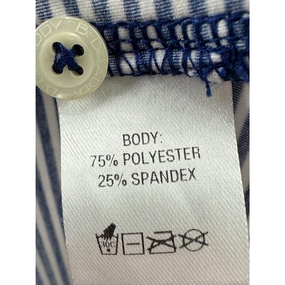 B.Draddy Sport Navy Striped Poly Blend Performance Golf Polo Men’s Size L - Picture 6 of 6